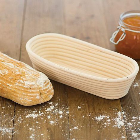 panier de cuisine long en rotin pour la fermentation de la pâte, panier à pain en rotin pour la cuisson, panier de rangement des aliments en rotin (1/5)