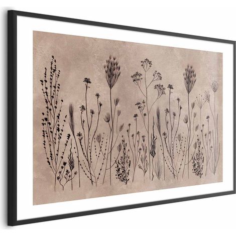 Poster – Wildblumen – schwarze Pflanzen auf kalkfarbenem Hintergrund (1/4)