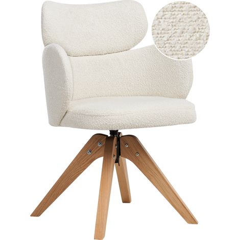 Silla de comedor giratoria respaldo curvo de bouclé beige claro Marcy (1/5)
