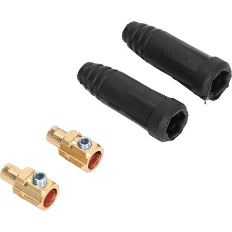 Lot de 4 prises rapides soudure DKJ35-50 caoutchouc laiton 35-50mm² 315A noir jaune anti-huile pour poste à souder (1/5)