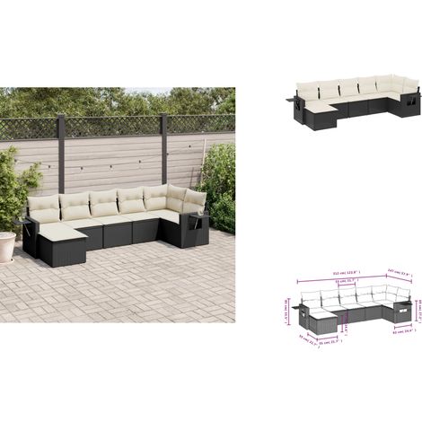 Salon de jardin 7 pcs avec coussins noir résine tressée - Ensemble Salon De Jardin - Meuble Extérieur - Salon De Jardin Design - Résine Tressée - Rotin Synthétique (1/3)