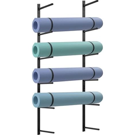 Support Mural Pour Tapis De Yoga - Acier Peint - Longueur 100 Cm - Largeur 22 Cm - Réglable - Convient Pour Rouleaux En Mousse Et Équipements Sportifs - 1 Pièce (1/3)
