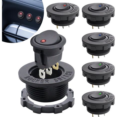 6 pcs Interrupteur à Bascule 12v 20a Interrupteur a Bascule avec Voyant LED 3 Broches Rond Interrupteur à Bouton pour Camion Bateau Voiture Appareils Ménagers (1/5)