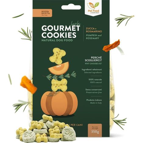 Gourmet Cookies Herbs biscotti artigianali per cani con zucca e rosmarino - formato 350g