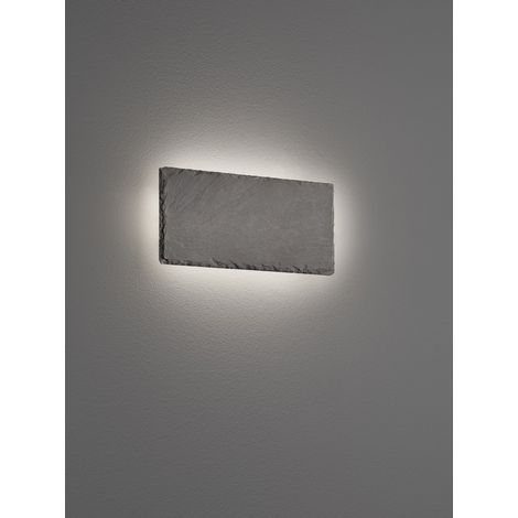 Dimmbare rechteckige LED-Wandleuchte Rabe mit Hintergrundbeleuchtung Schieferschwarz L25 cm Trio Lighting