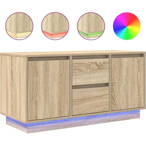Meuble TV，Banc TV，Armoire TV avec lumières LED chêne sonoma 100x41x50 cm CFW381979 (1/5)