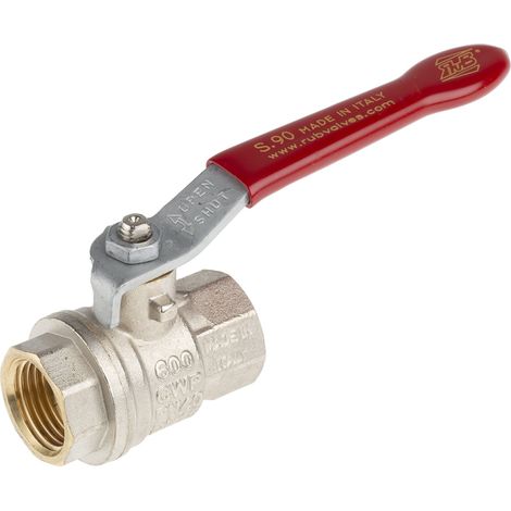 Robinet à boisseau sphérique haute pression en Laiton BSPP 1/2" Poignée Rouge 2 voies ( Prix pour 1 ) (1/5)