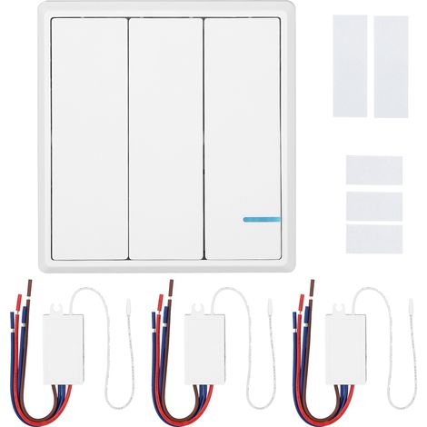 Kit de commande de lampes avec interrupteur mural à distance sans fil FR, IP54, résistant à l'humidité, 3 canaux (1/5)