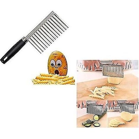 Coupe-pommes de terre neuf, coupe-frites ondulées, coupe-chips avec lame ondulée, ustensiles de cuisine en acier inoxydable