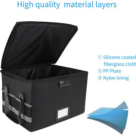 Sac ignifugé pour documents, boîte de rangement étanche et ignifugée avec serrure, idéale pour ranger des dossiers suspendus (lettres/juridiques), des magazines, des livres, etc. Coffre-fort portable (1/5)