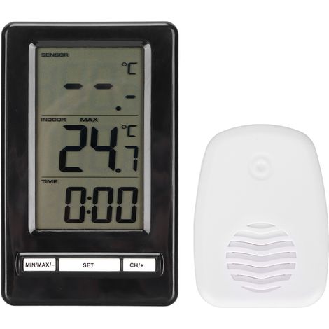 Drahtlose digitale Wetterstation – Elektronisches Innen-/Außenthermometer mit Uhr und Klimaanzeige