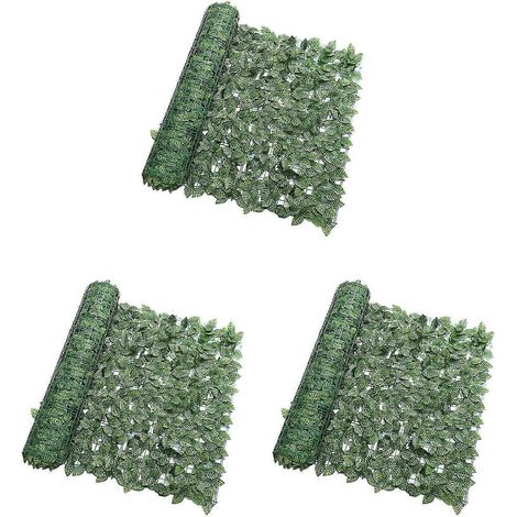 Clôture artificielle en 3 parties avec feuilles vertes, écran de brise-vue, compatible avec les jardins et patios, décoration extérieure. (1/5)