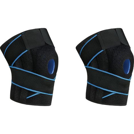 (2pcs)Genouillère de Sport, Genouillère avec Stabilisateurs Latéraux et Coussinets en Caoutchouc, Réglable Genouillère Rotulienne et Ligamentaire (1/5)