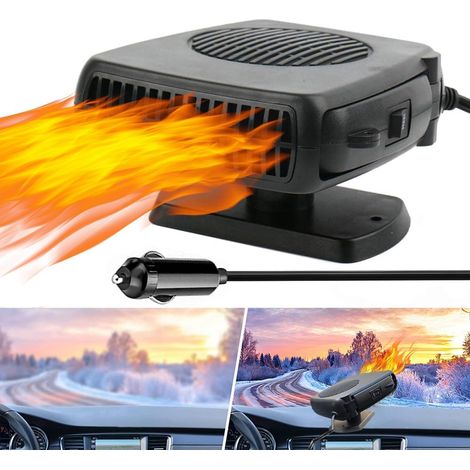 Calefactor para coche , 12 V, ventilador calefactor portátil, kit descongelador de invierno para coche de 200 W, mini calefactor descongelador para coche, 2 modos en 1 (negro)
