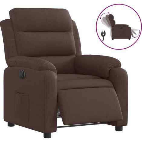 Maison Exclusive - Sillón reclinable eléctrico tela marrón oscuro (1/5)