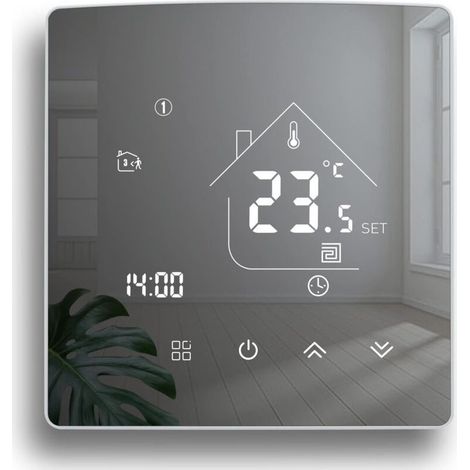 Thermostat miroir, thermostat de chauffage, thermostat d'ambiance programmable, thermostat mural numérique pour chauffage au sol électrique, 16 A (1/3)