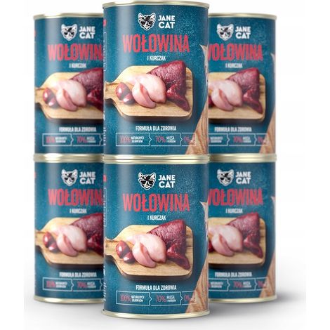Jane Cat manzo e pollo premium 6x400g
