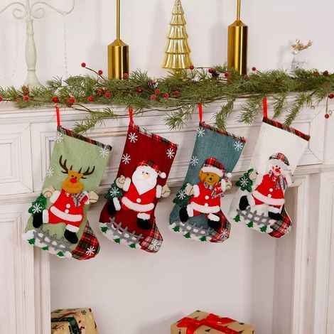 Weihnachtsdekoration – Baumschmuck – Weihnachtsstrümpfe – Innendekoration – Wohnaccessoires – 4er-Set, 32 x 20 cm, großes Fassungsvermögen für Geschenke (1/5)