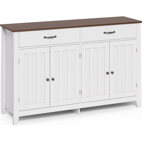 Sideboard Hölzernes Bealife Küchenschrank 140 x 89 x 40 cm mit 2 Schubladen 2 Verstellbaren Einlegeböden und 4 Türen für Küchen Esszimmer Flure Vintage (1/5)