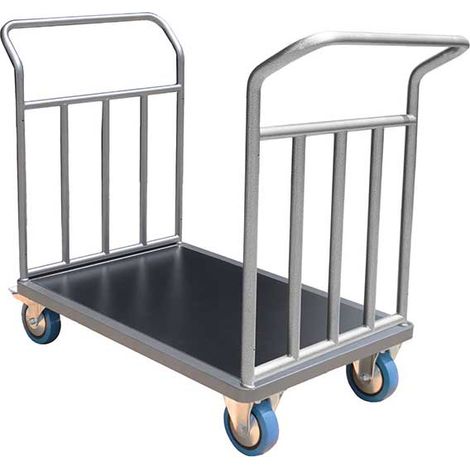 Transportwagen 2-seitig verstärkt - Platte 1000x700mm - Tragfähigkeit 500kg - 2-rädrig, fest, mit Feststellern, 2-seitig mit Handhub, 2-seitig mit Handrad, 2-seitig mit Handrad und Fest - CHM2T2