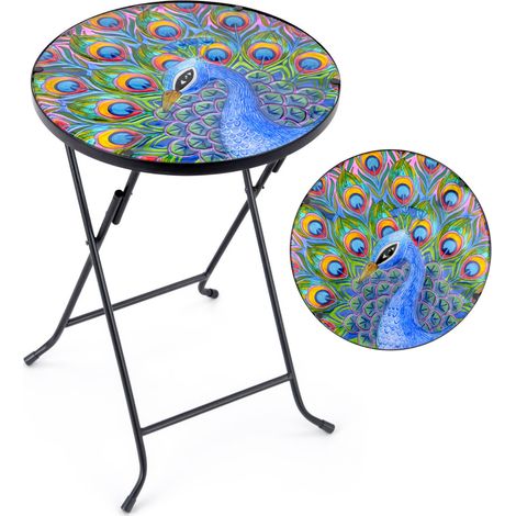Glass Peacock Garden Table