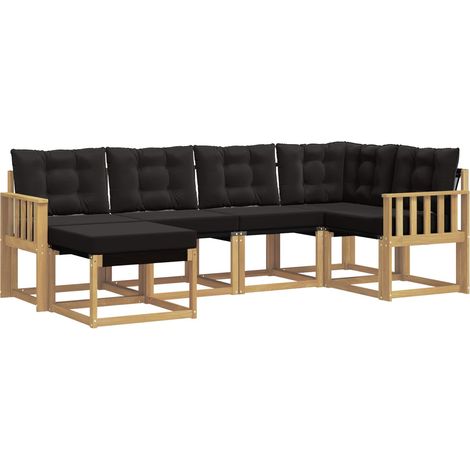 Set di divani da esterno con cuscino 6 pz Salotto da Giardino Bianco e Nero (1/5)