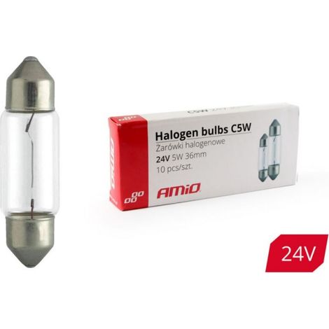 Bombillas halógenas C5W tipo festón de 36 mm y 24 V, 10 unidades amio-01000