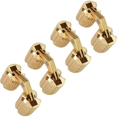 Set aus vier unsichtbaren Messingscharnieren, 8 mm runde Mini-Scharniere, geeignet für Holztüren. (1/4)
