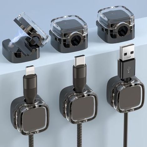 Organizzatore di cavi da scrivania: 6 clip magnetiche per cavi, adatto per l'uso in casa e in ufficio. (1/5)