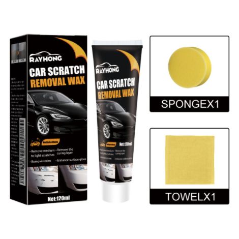 Rayhong Cire anti-rayures pour voiture, protection de la peinture, polissage, élimination des rayures, entretien, nettoyage de la surface peinte, détachage et composé abrasif (kit de 120 ml) (1/5)