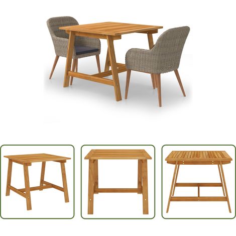 vidaXL Salle à manger extérieur - Ensemble à manger de jardin 3 pcs Marron (1/5)