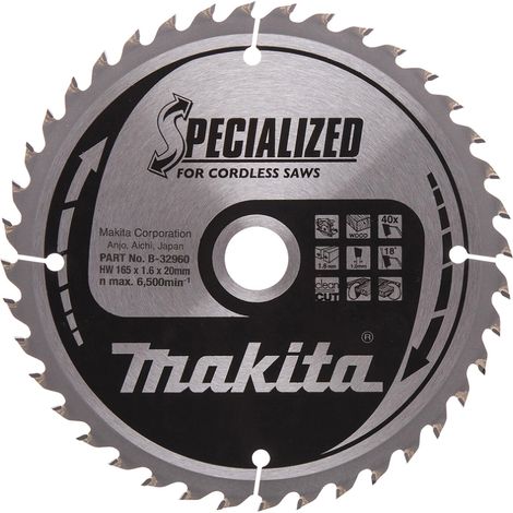 Makita Zubehör - Sägeblatt Holz, 165x20 mm, 40 Zähne B-32960