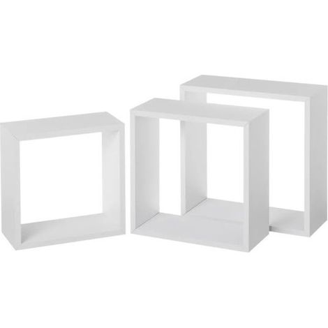 Étagères murales (lot 3) - JUANIO - Cube 3 tailles - Blanc - MDF 12 mm PVC - 30/27/24 cm