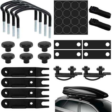 Kit Fixation U Coffre Toit Universel 85mm 4 Boulons 8 Écrous Sangle SUV Utilitaire Accessoire Montage (1/5)