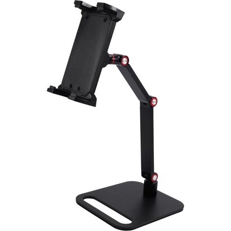 Supporto regolabile per monitor e tablet con rotazione a 360° e morsetto da scrivania – robusto alluminio, altezza regolabile