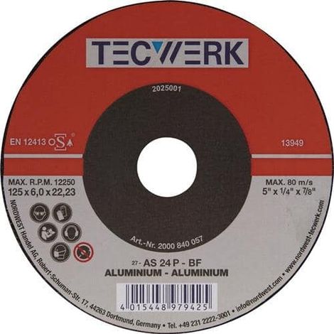 TECWERK Schruppscheibe D125xS6mm gekr.Alu.Bohr.22,23mm TECWERK (1/2)