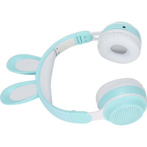 Faltbarer Bluetooth 5.0-Kopfhörer für Kinder, mit Hasenohren, farbigem LED-Licht, kompatibel mit PC und Tablet, ideal für Online-Lernen (grün). (1/5)