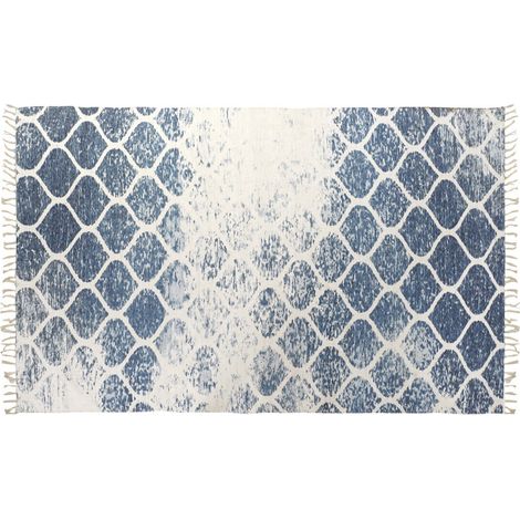 DKD Home Decor Tapis en Chenille Coton Bleu 120x180 cm (1/4)