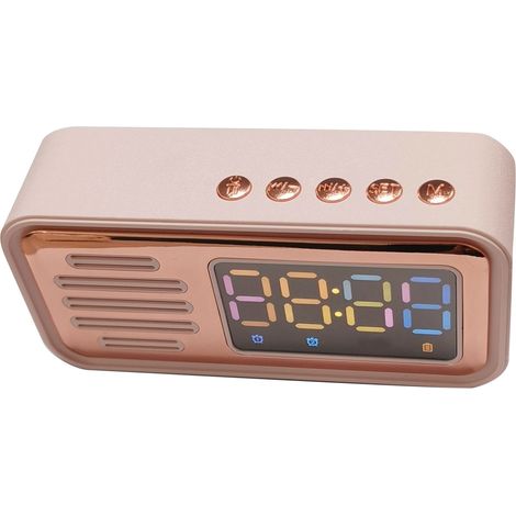 Enceinte Bluetooth portable rétro innovante avec réveil, écran LED couleur, haut-parleur sans fil rose (1/5)