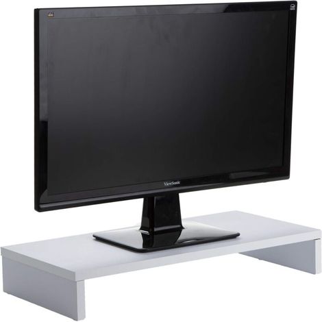 Support Ordinateur Portable ou écran Support de moniteur en bois LED, support d'affichage pour ordinateur de bureau, blanc violacé (1/5)