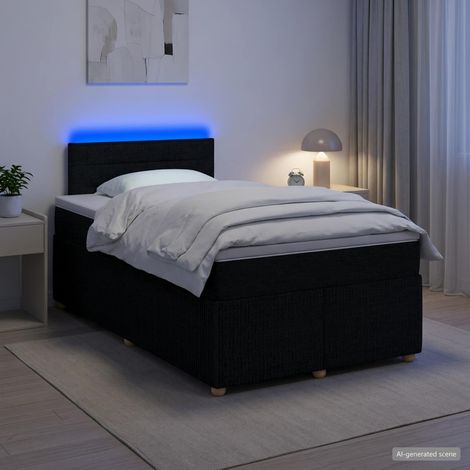 vidaXL Cama box spring con colchón Negro 120 x 200 cm Tela (1/5)