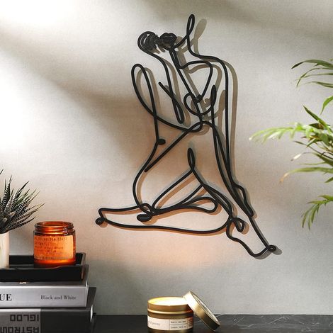 Wall Art - Minimalist Female Body Outline - Metal Wire Wall Decoration - Indoor Outdoor Use - For Living Room Bedroom Bathroom Office - 1 Piece (1/5)