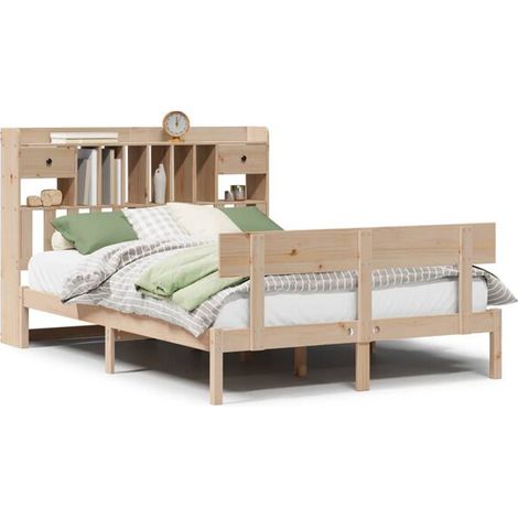 Lit bibliothèque sans matelas, 140x190 cm, pin massif. (1/5)