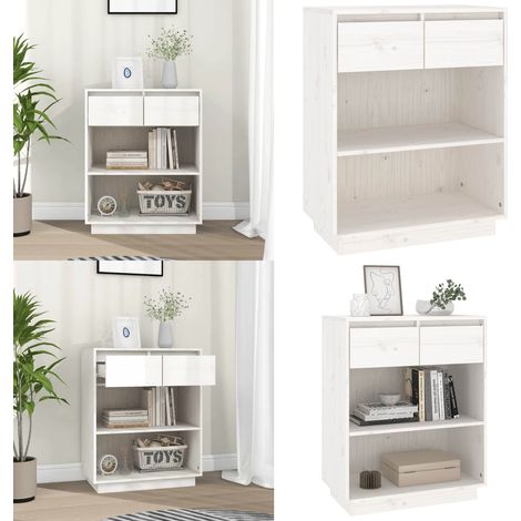 Armoire console Blanc 60x34x75 cm Bois de pin solide - Buffet - Meuble TV - Commode - Armoire Blanche - Mobilier Bois - Home & Living (1/5)