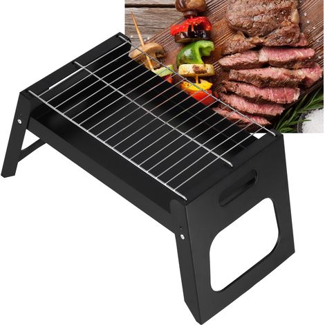 Barbecue de camping portable pliable avec filet de barbecue, réchaud à charbon de bois extérieur, barbecue à flamme ouverte, barbecue pour 4 à 6 personnes. (1/5)