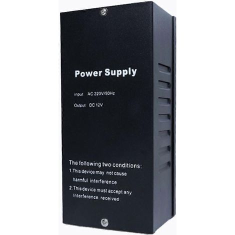 Alimentation pour interrupteur de contrôle d'accès 12-14 V CC 5 A, porte à double relais et 2 verrous, compatible avec interphone vidéo (AC 110-230 V). (1/5)