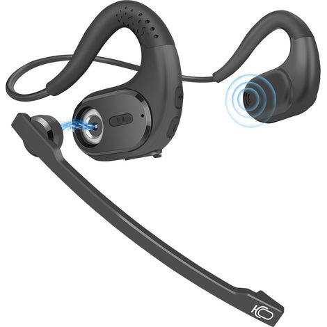 Casque Bluetooth Trucker, casque sport sans fil avec microphone à perche amovible et bouton de sourdine, écouteurs Bluetooth à oreille ouverte (1/4)
