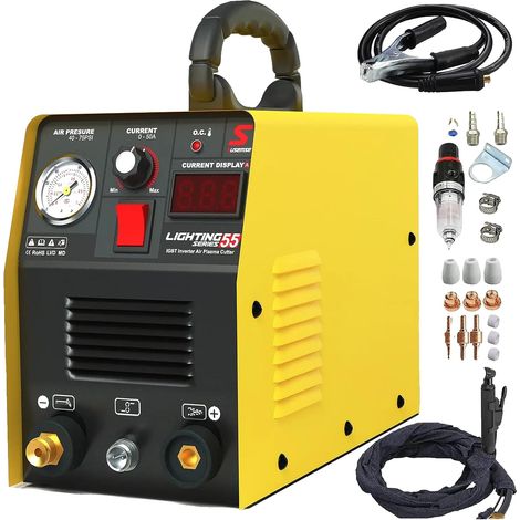 Découpeur Plasma, Technologie Inverter IGBT, Courant Nominal de 55A, Tension d'Entrée de 110-220V, Épaisseur de Découpe de 1-12MM, Cycle de Service de 60% (1/5)