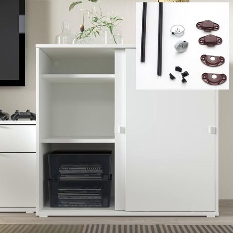 Evotrade – Système coulissant pour 2 portes d’armoire jusqu’à 15 kg – Kit complet avec 4 rails de 2 m – Réglage pour sols irréguliers – Fonctionnement silencieux