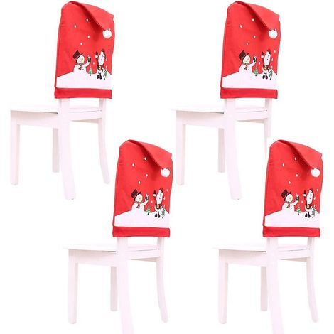 housse De Chaise Noel,4 Couverture De Chaise Pre Nol Bonnet De Chaise Nol Christmas Chair Cover Pour Dcoration De Nol Dner Party-chapeau De Chaise (1/5)